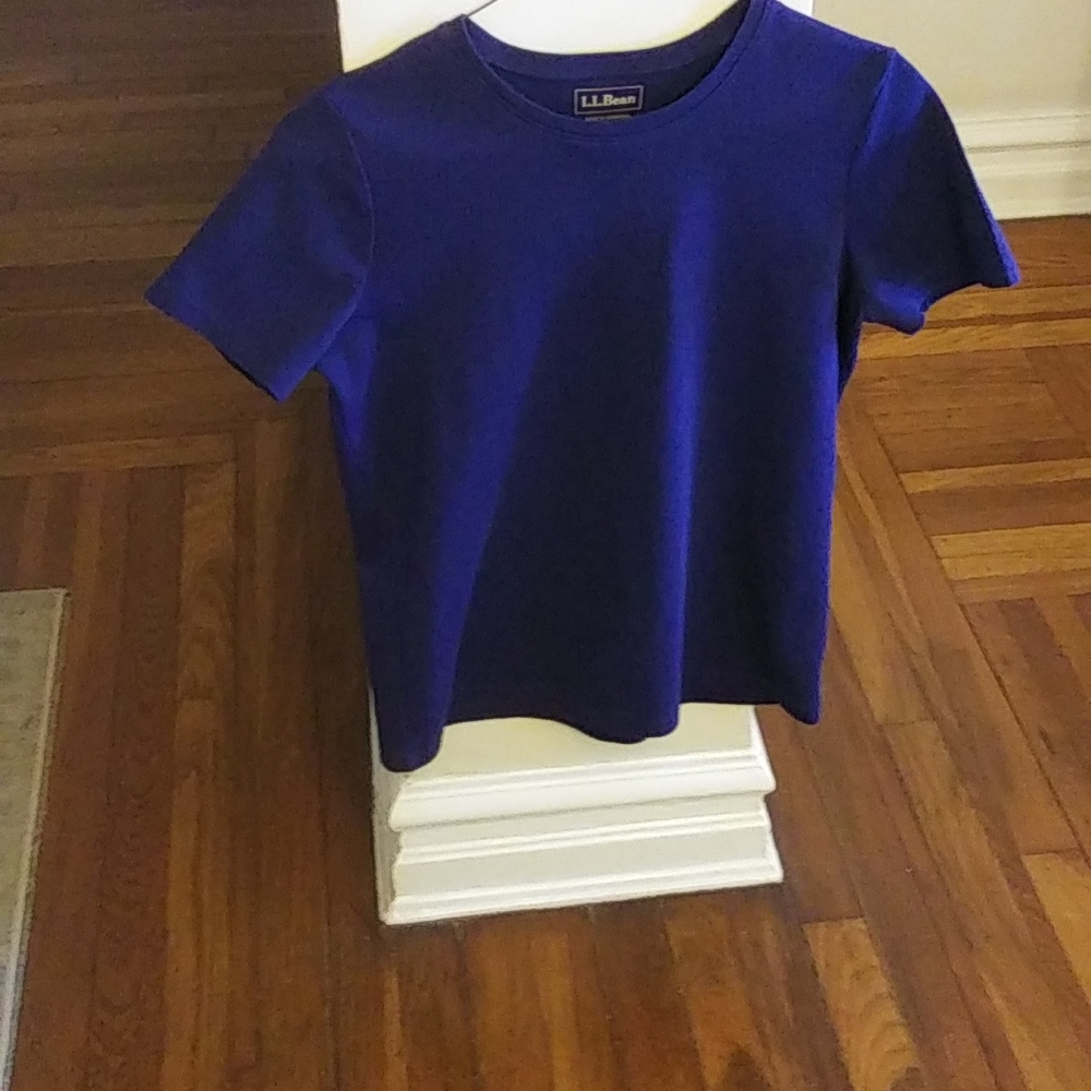 LL BEAN SHORT SLEEVE CREW NECK T-SHEET, COLOR-ROYAL BLUE, SIZE XS-REG